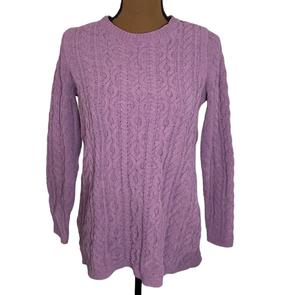 J Jill lilac chenille cable knit Crewneck plush sweater size XSp petite